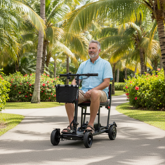 EM310B Lightweight Instant Folding Mobility Scooter – Black (Ex Display)