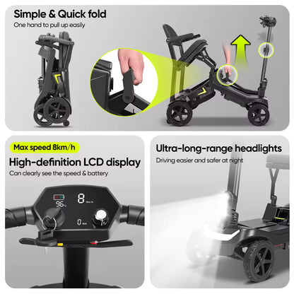 EM985S Litefold 16kg Instant Folding Mobility Scooter – Black
