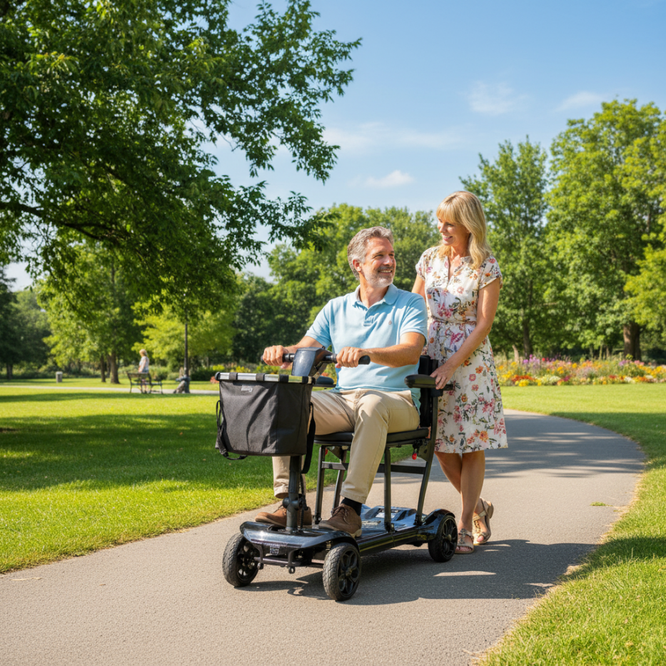 EM985 Swiftfold 17kg Lightweight Instant Folding Mobility Scooter – Black