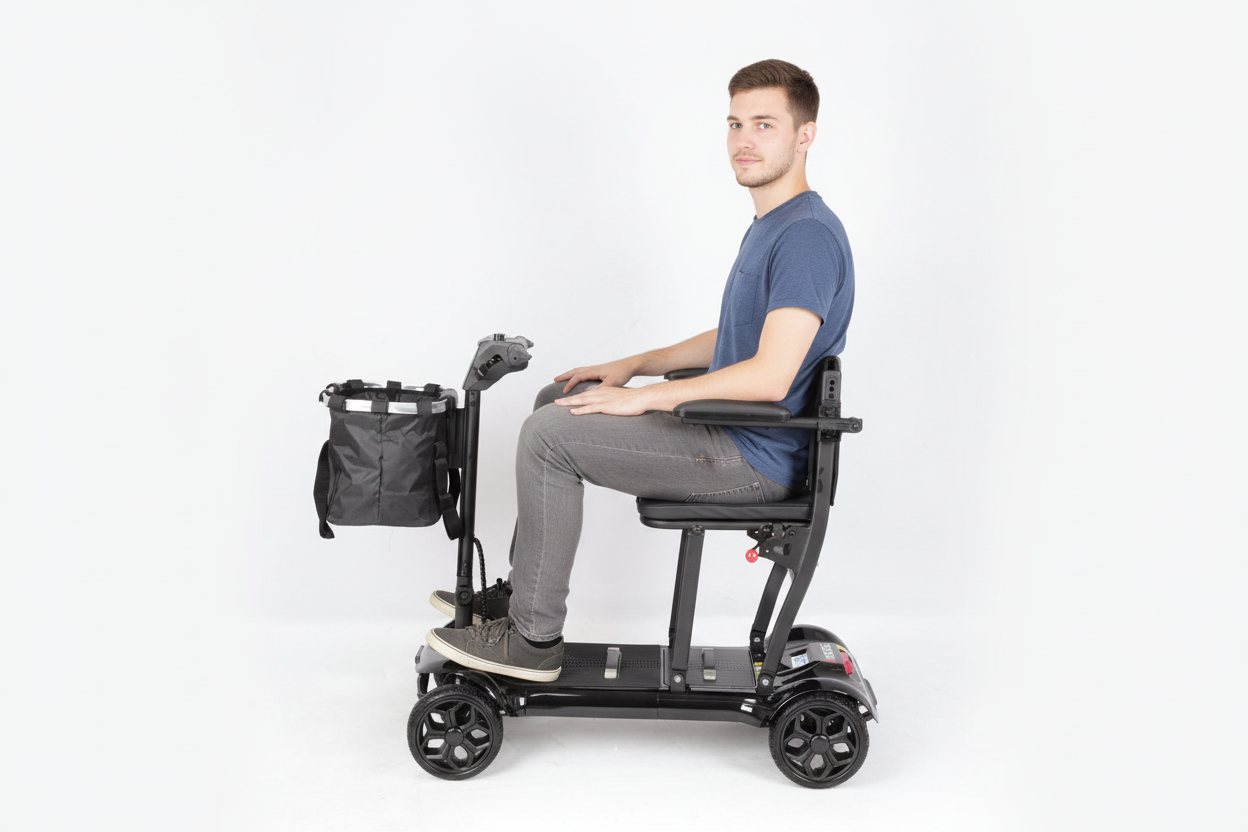 EM985 Swiftfold 17kg Lightweight Instant Folding Mobility Scooter – Black