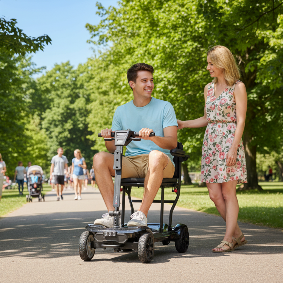 EM985 Swiftfold 17kg Lightweight Instant Folding Mobility Scooter – Black