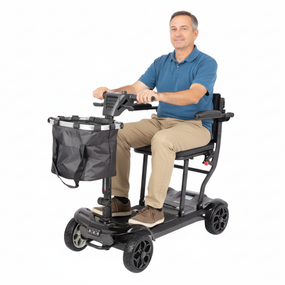 EM985 Swiftfold 17kg Lightweight Instant Folding Mobility Scooter – Black