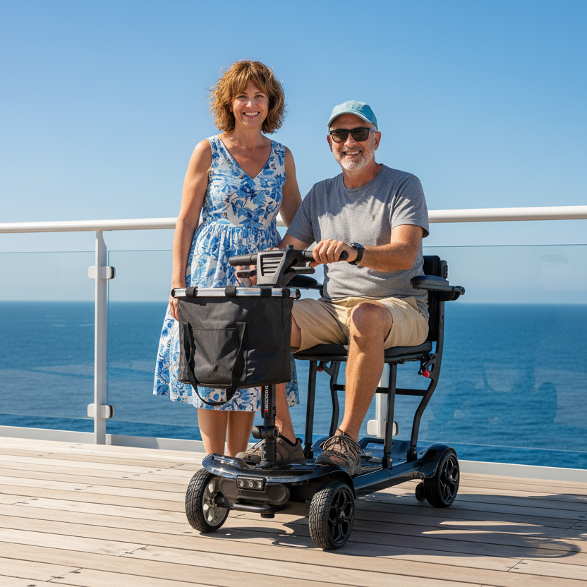 EM985 Swiftfold 17kg Lightweight Instant Folding Mobility Scooter – Black