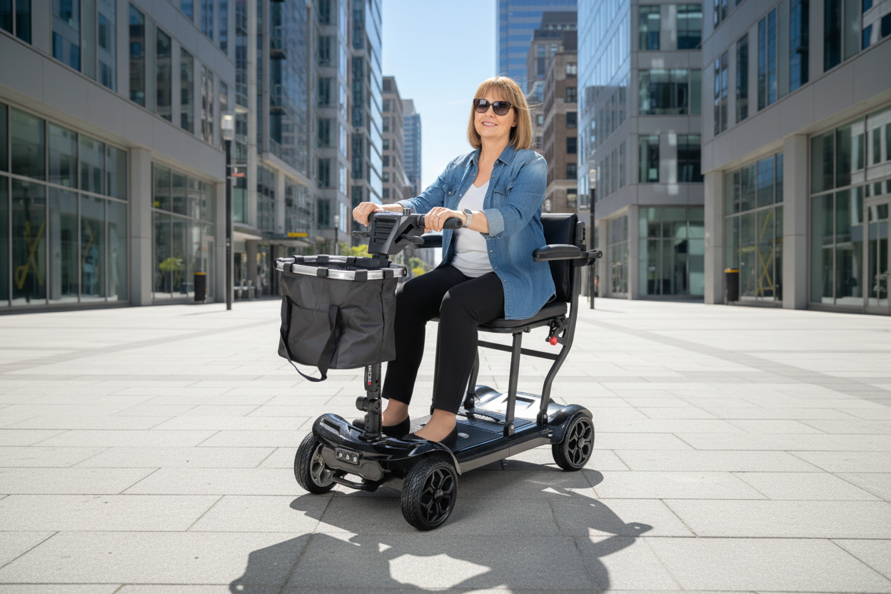 EM985 Swiftfold 17kg Lightweight Instant Folding Mobility Scooter – Black