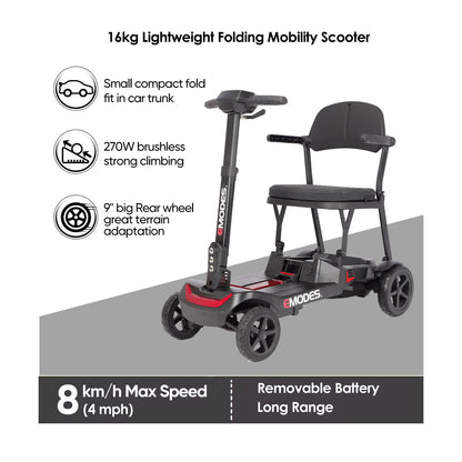 EM985S Litefold 16kg Instant Folding Mobility Scooter – Black